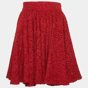 مملوكة مسبقًا Dolce & Gabbana Red Swiss Dots Silk Flared Mini Skirt S