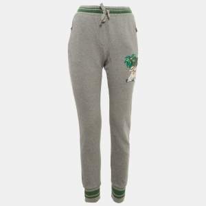 مملوكة مسبقًا Dolce & Gabbana Grey Cotton DGfamily Joggers S