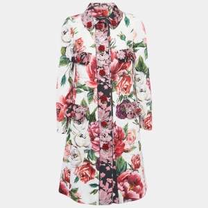 Pre Owned Dolce & Gabbana Multicolour Brocade Floral Print Mid Length Coat S
