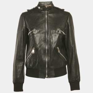 مملوكة مسبقًا Dolce & Gabbana Black Leather Biker Jacket S