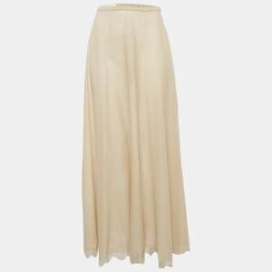 مملوكة مسبقًا تنورة دولتشي أند غابانا ألتامودا حرير بيج واسعة مقاس صغير