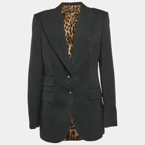 مملوكة مسبقًا Dolce & Gabbana Black Wool Peak Lapel Collar Blazer L