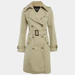 Pre Owned Dolce & Gabbana Grey Gabardine Trench Coat S
