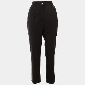 Pre Owned Dolce & Gabbana Black D&G Logo Plaque Wool Trousers M 