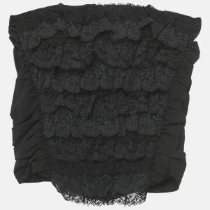 Pre Owned Dolce & Gabbana Black Lace Ruffle Tube Top S