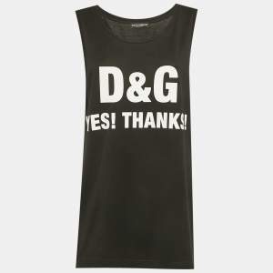 Pre Owned Dolce & Gabbana Black Slogan Print Jersey Tank Top M
