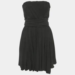 مملوكة مسبقًا فستان دولتشي أند غابانا قماش جيرسي أسود بلا حمالات واسع قصير مقاس صغير