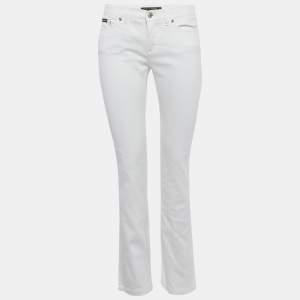 Pre Owned Dolce & Gabbana White Denim Girly Fit Jeans M/Waist 30"