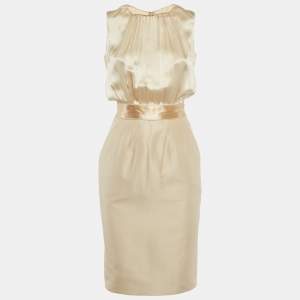 مملوكة مسبقًا Dolce & Gabbana Gold Silk & Crepe Shift Mini Dress XS