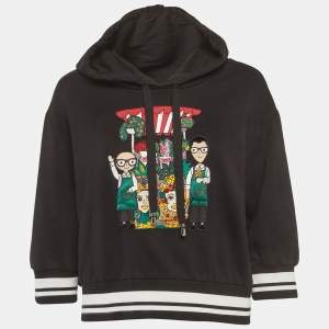Pre Owned Dolce & Gabbana Black Cotton DG Family Patch Hoodie M