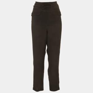 Pre Owned Roberto Cavalli Black Silk Belted Pants L