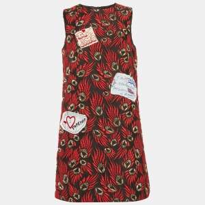 Pre Owned Dolce & Gabbana Black Jacquard Sleeveless Mini Dress L