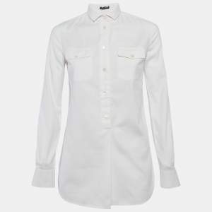 مملوكة مسبقًا Dolce & Gabbana White Cotton Half Placket Blouse S