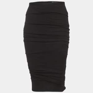 Pre Owned تنورة دولتشي أند غابانا كلوش جيرسي أسود مطوي صغيرة الحجم