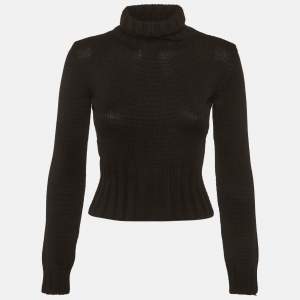 Pre Owned Dolce & Gabbana Black Rib Knit Turtle Neck Sweater S