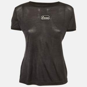 Pre Owned قميص دولتشي أند غابانا جيرسي رمادي بتطريز مقاس صغير - سمول