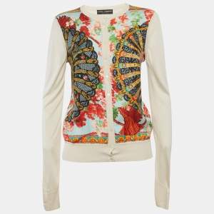 مملوكة مسبقًا Dolce & Gabbana Printed Silk Knit Cardigan M