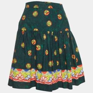 Pre Owned Dolce & Gabbana Green Cherry Print Cotton Mini Skirt L