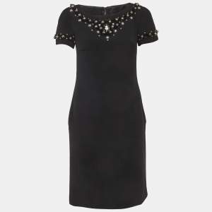 مملوكة مسبقًا Dolce & Gabbana Black Embellished Wool Mini Dress M