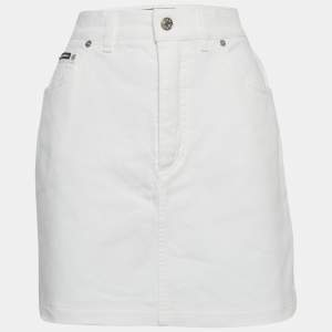 Pre Owned تنورة ميني دولتشي آند غابانا دينيم أبيض مقاس متوسط - ميديوم/محيط الخصر 28 بوصة