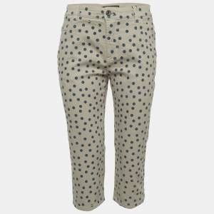 Pre Owned بنطلون سابرينا كابري دنيم منقط رمادي دولتشي أند غابانا مقاس صغير (سمول)