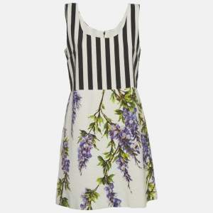 مملوكة مسبقًا فستان دولتشي & غابانا قطني مطبوع أبيض/أسود قصير مقاس متوسط (ميديم)