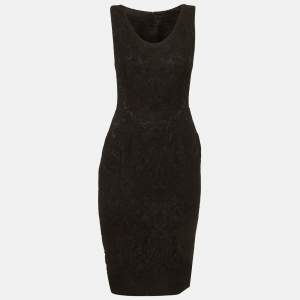 Pre Owned Dolce & Gabbana Black Jacquard Sheath Dress S