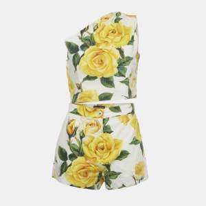 Pre Owned Dolce & Gabbana Yellow/White Rose Print Set M