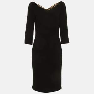 Pre Owned Dolce & Gabbana Black Crepe Sheath Dress M