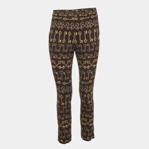 Pre Owned Dolce & Gabbana Black Key Print Crepe Slim Fit Pants S