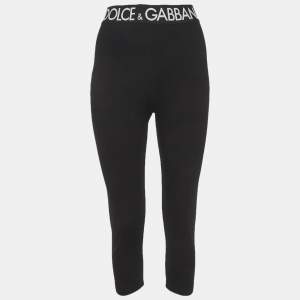 Pre Owned Dolce & Gabbana Black Logo Waistband Jersey Leggings XXL