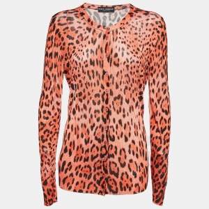 مملوكة مسبقًا Dolce & Gabbana Orange Knit Button Front Cardigan L