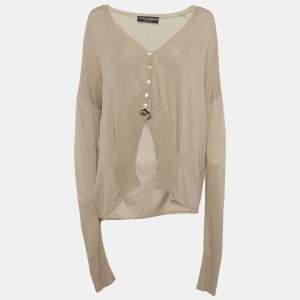 مملوكة مسبقًا Dolce & Gabbana Beige Knit Cropped Cardigan M