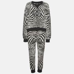 Pre Owned Dolce & Gabbana Black/White Zebra Print Cotton Sweatsuit S/M