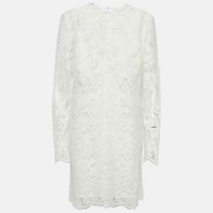 Pre Owned Dolce & Gabbana White Lace Shift Dress XL