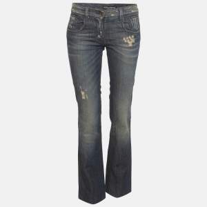 Pre Owned Dolce & Gabbana Blue Denim Distressed Jeans S/Waist 28"