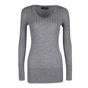 Pre Owned Dolce & Gabbana Grey Ribbed Sweater S