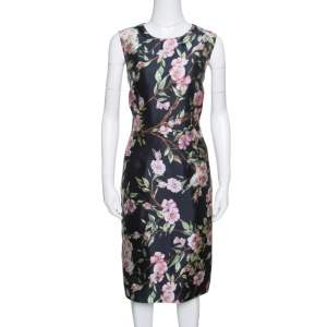 Dolce & Gabbana Black Floral Print Sleeveless Dress M
