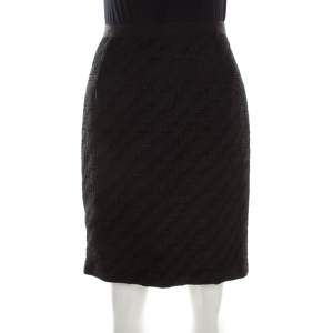 مملوكة مسبقًا تنورة دولتشي أند غابانا جاكار مطبوع نقشة الفهد ببطانة سوداء M