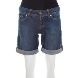 Dolce & Gabbana Indigo Dark Wash Denim Cuffed Hem Shorts S