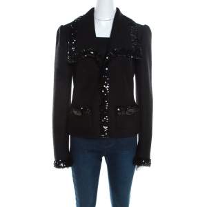 مملوكة مسبقًا جاكيت بليزر دولتشي أند غابانا صوف حوافمزينة ترتر أسود M