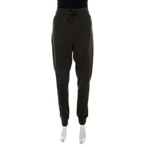 Pre Owned Dolce & Gabbana Military Green Waffle Knit Jogger Pants L 