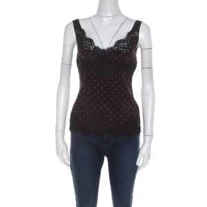 مملوكة مسبقًا Dolce & Gabbana Black and Red Polka Dot Silk Sleeveless Camisole Top S 