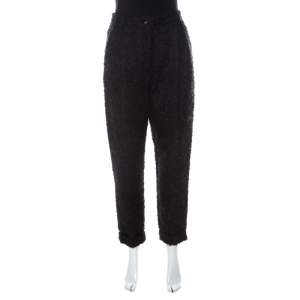 Pre Owned Dolce & Gabbana Brown Fuzzy Wool Blend Carrot Fit Trousers S