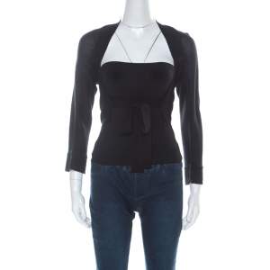 Pre Owned D&G Vintage Black Rib Knit Cropped Wrap Cardigan M