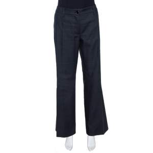 Pre Owned Dolce & Gabbana Black Cotton Flared Pants L