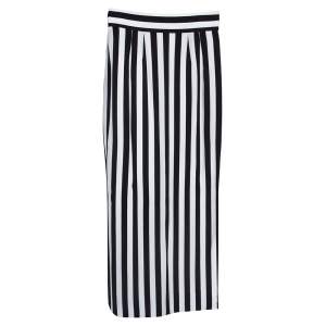 Pre Owned Dolce & Gabbana Monochrome Striped Crepe Maxi Skirt S