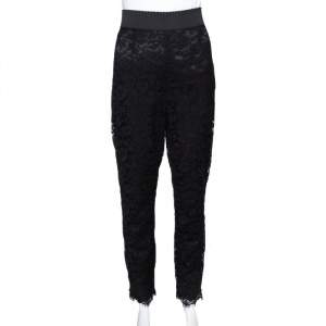 Dolce & Gabbana Black Lace Tapered Trousers L
