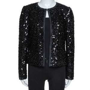 Dolce & Gabbana Black Silk Lined Sequined Jacket M
