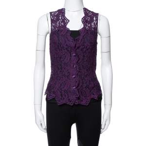 Dolce & Gabbana Purple Lace Sleeveless Vest M